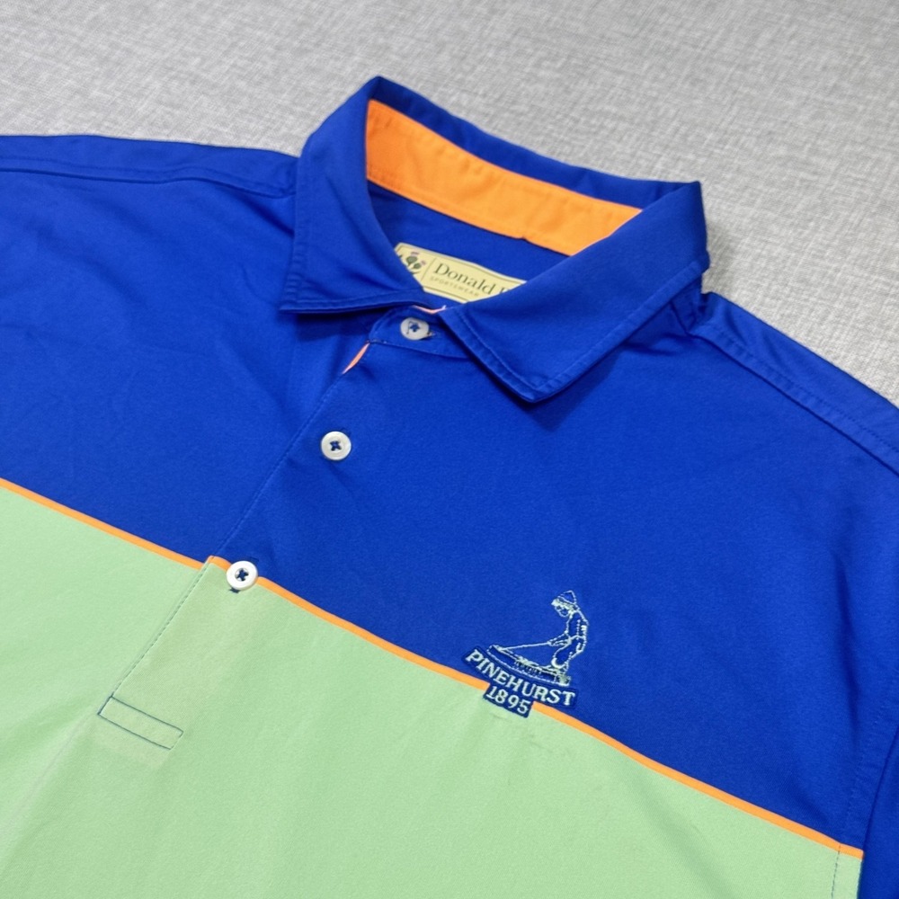 Donald‎ Ross Pinehurst Golf Polo Shirt Mens Large Blue Green Colorblock